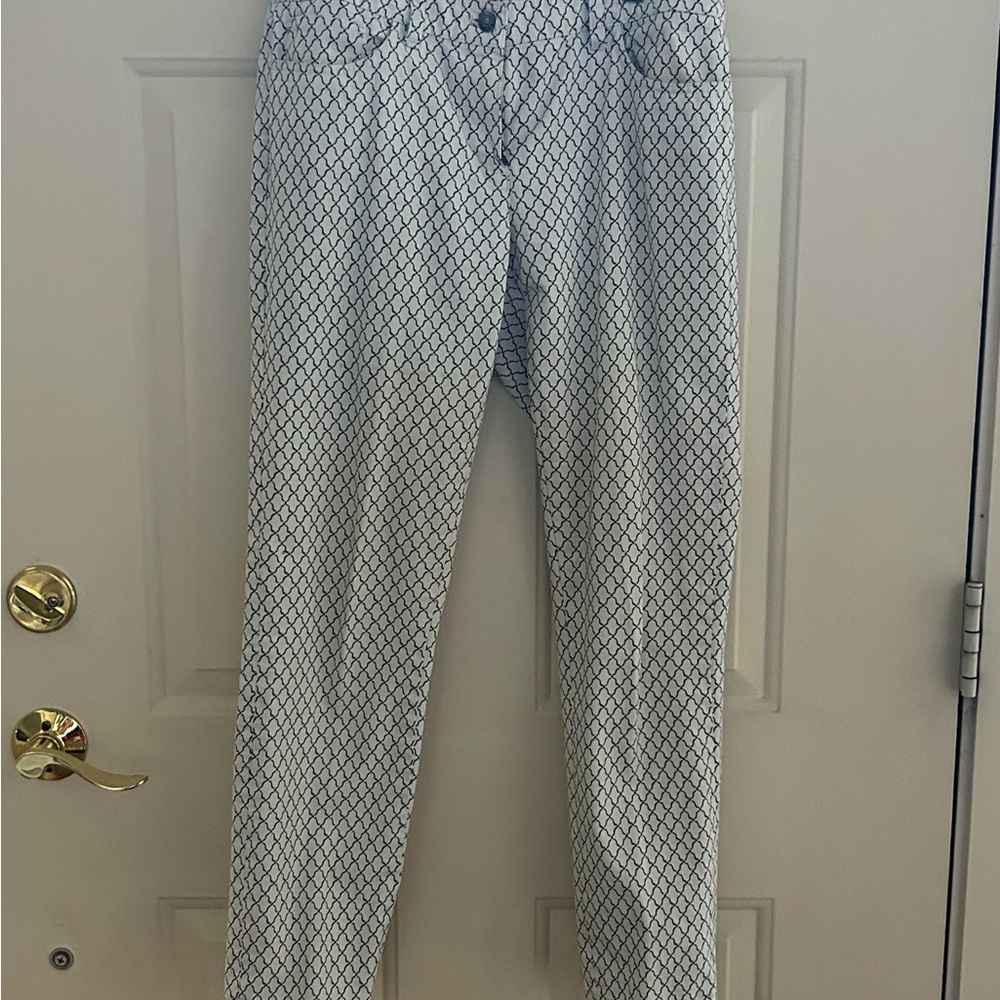 Brooks Brothers White and Blue Patterned Pants